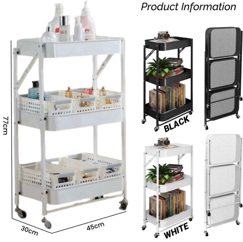 Kithi Group Multipurpose Foldable Trolley 3-Tier