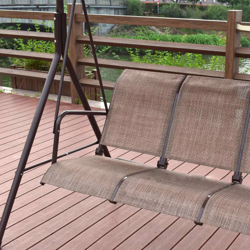3-Person Outdoor Patio Swing Seat with Adjustable Canopy