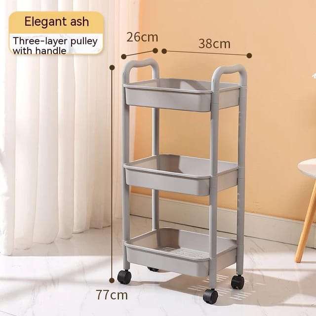 3-Tier Thick Pipe Rolling Trolley - Movable Storage Shelf Unit
