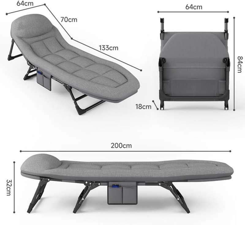5-Position Adjustable Folding Lounge Chair with Mattress
