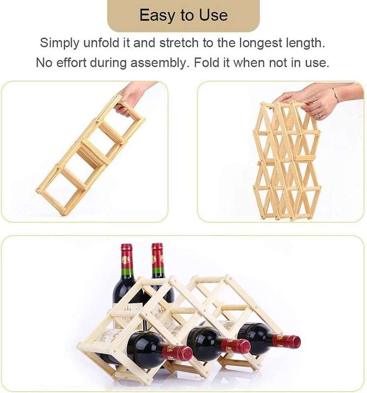 Folding Wooden Wine Rack  Multi-Bottle Capacity