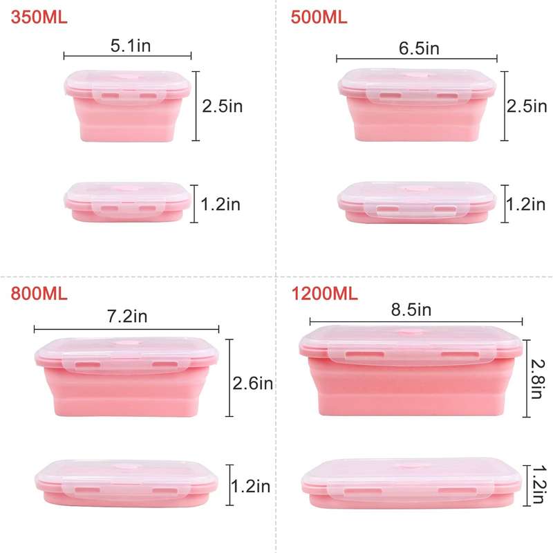 Collapsible Silicone Food Container 4pcs Set