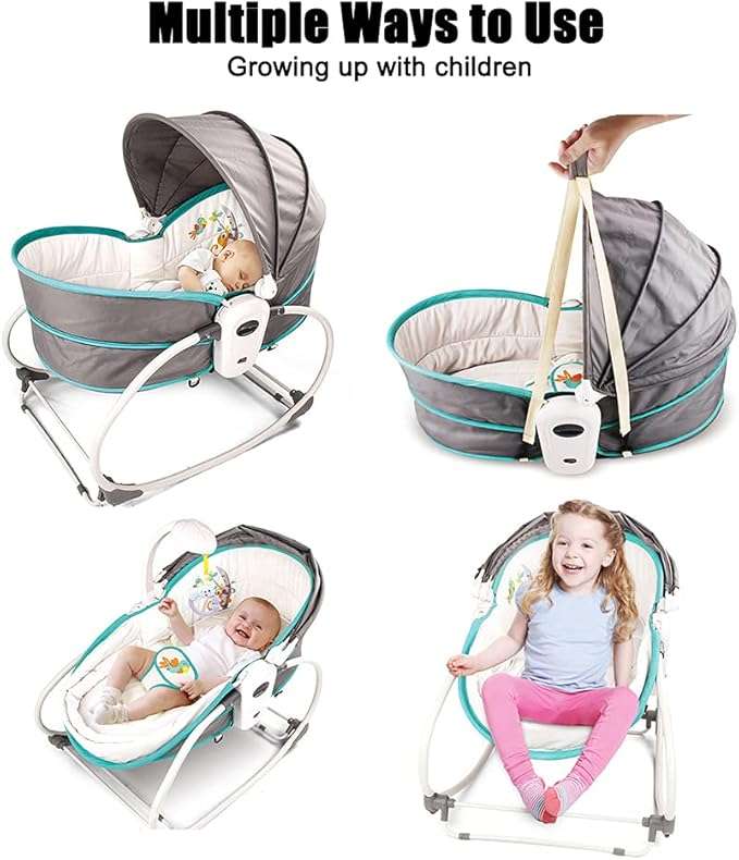 5-in-1 Baby Rocking Cradle Bassinet with Music & Vibration