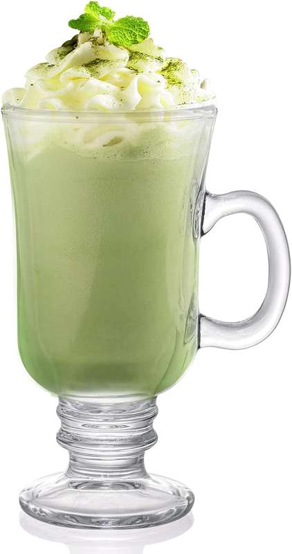 Set of 6 Irish Coffee Mugs, Glass Footed