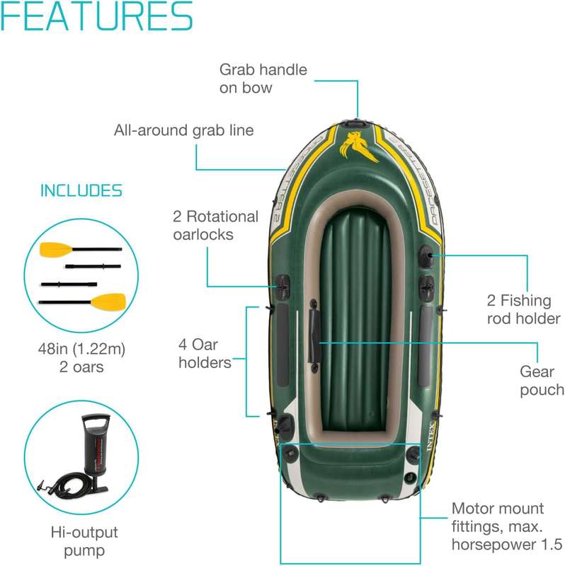 Inflatable Boat with Aluminum Oars and High-Output Pump