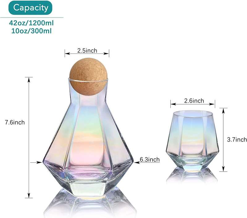 7-Piece Rainbow Glass Decanter & Whiskey Glass Set