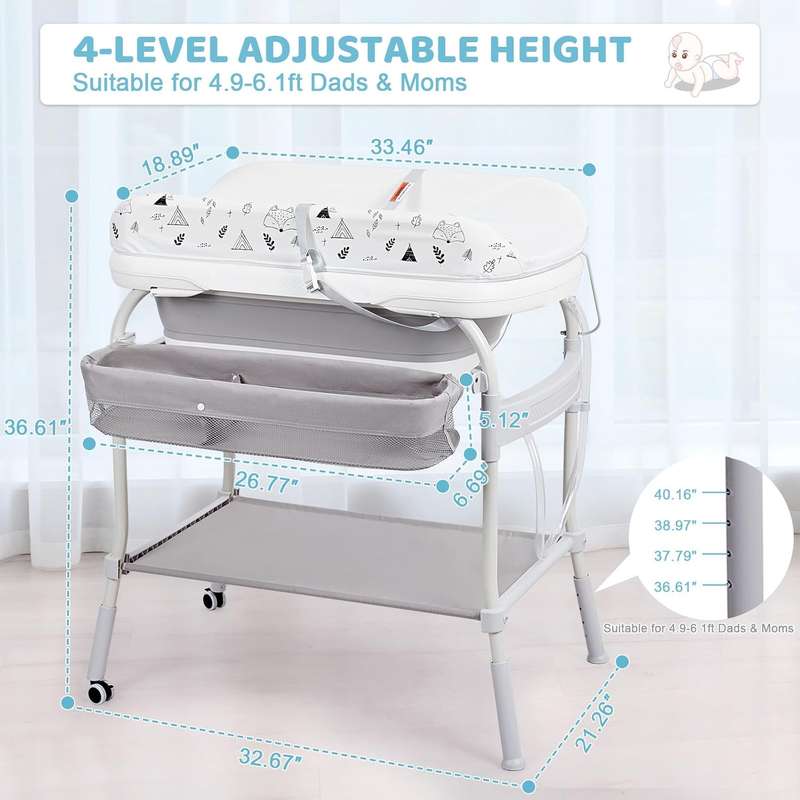 2-in-1 Portable Baby Bathtub with Changing Table