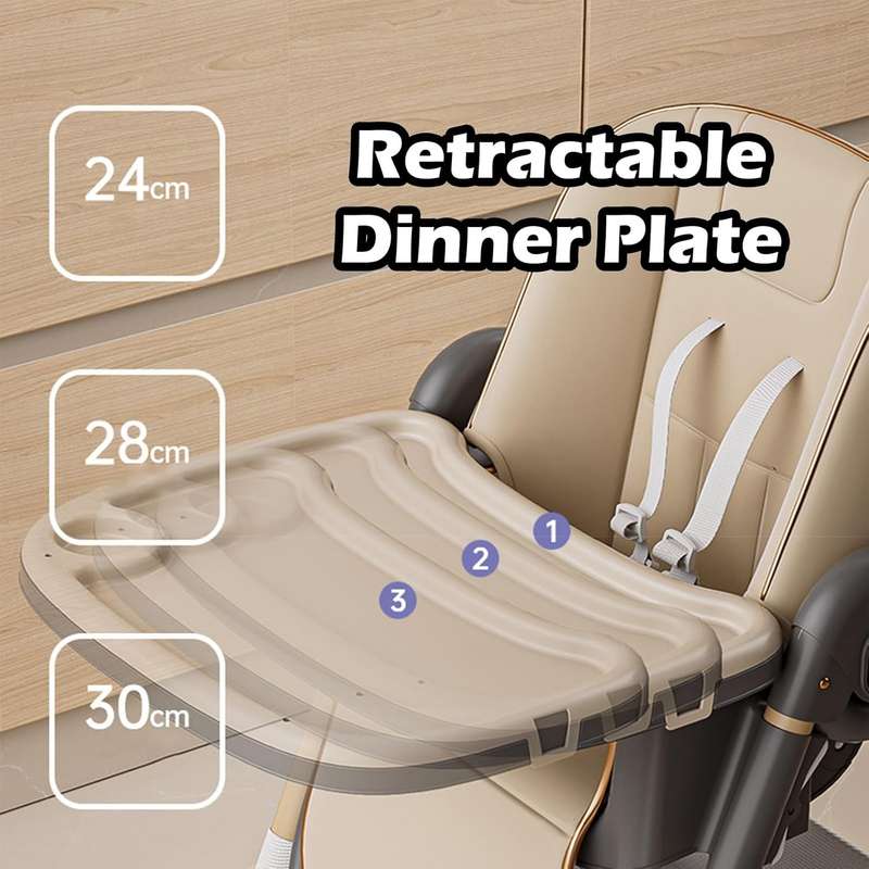 Folding Portable Baby High Chair with 5-Point Harness and Adjustable Tray