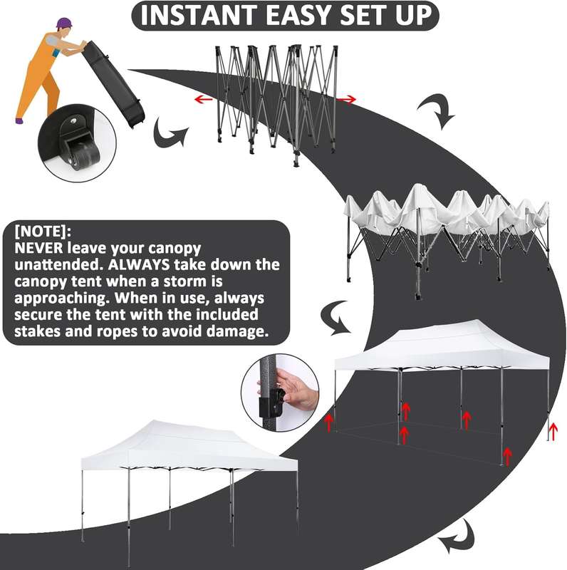 Waterproof Instant Pop-Up Gazebo 6x3 Meter  White
