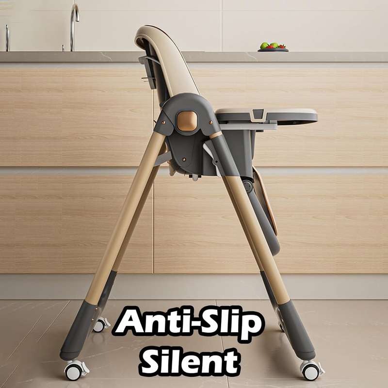 Folding Portable Baby High Chair with 5-Point Harness and Adjustable Tray