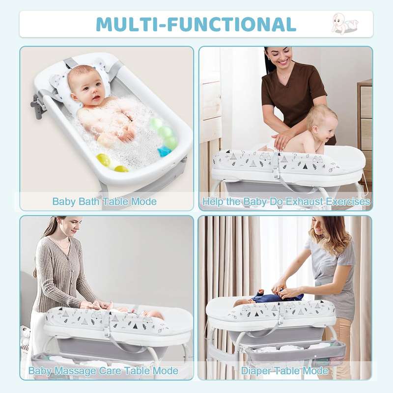 2-in-1 Portable Baby Bathtub with Changing Table