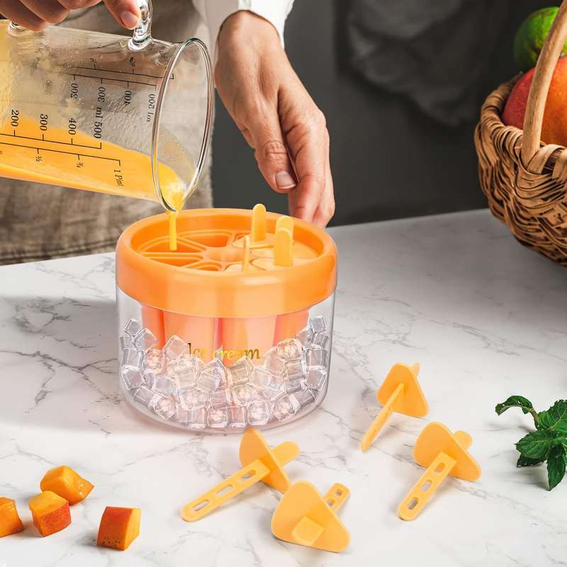6-Grid Ice Cream Mold with Ice Bucket