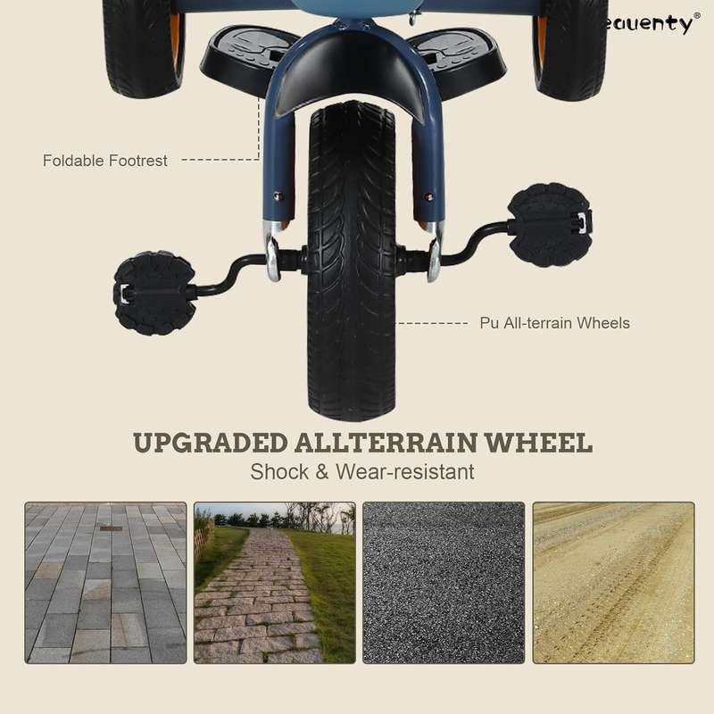 7-in-1 Baby Tricycle with Parent Handle, Safety Harness & Brakes