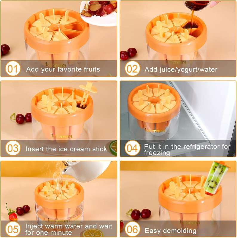 6-Grid Ice Cream Mold with Ice Bucket