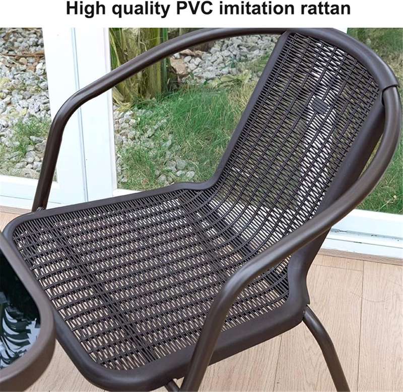 3-Piece Black Wicker Steel Frame Bistro Set