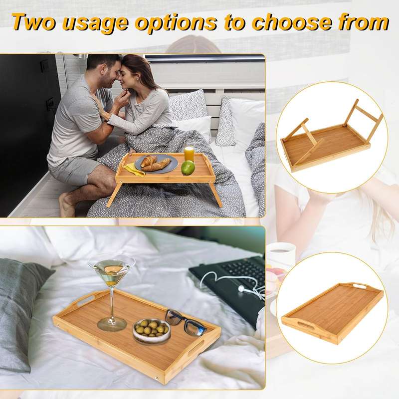 1 pcs bamboo bed table tray with folding legs