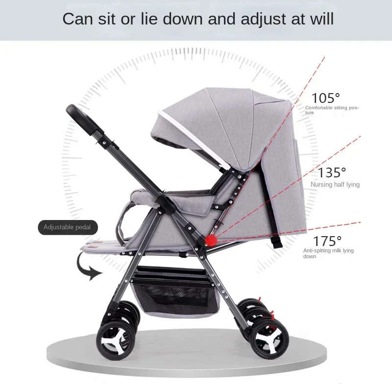 Grey 2-Way Folding Compact Double Stroller + Rain Cover