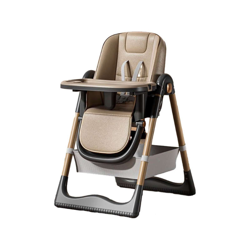 Folding Portable Baby High Chair with 5-Point Harness and Adjustable Tray