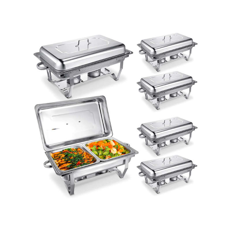 Stainless Steel Chafing Dish Buffet Set  6 Pcs Complete with Frame & Lid