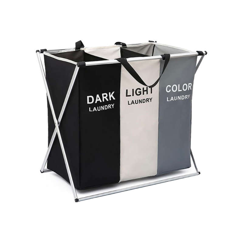 Large 3-Section Laundry Basket, 180L Freestanding Laundry Hamper