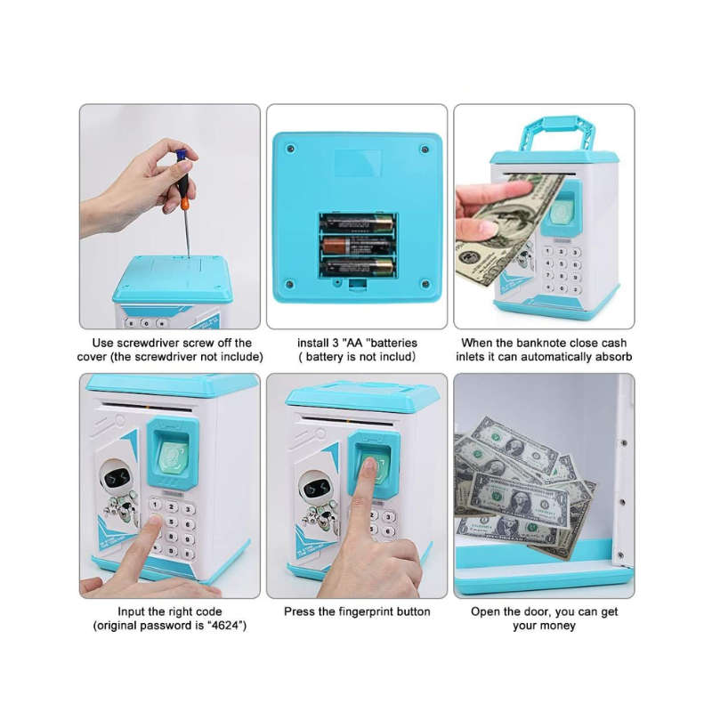 Kids ATM Fingerprint Password Money Box