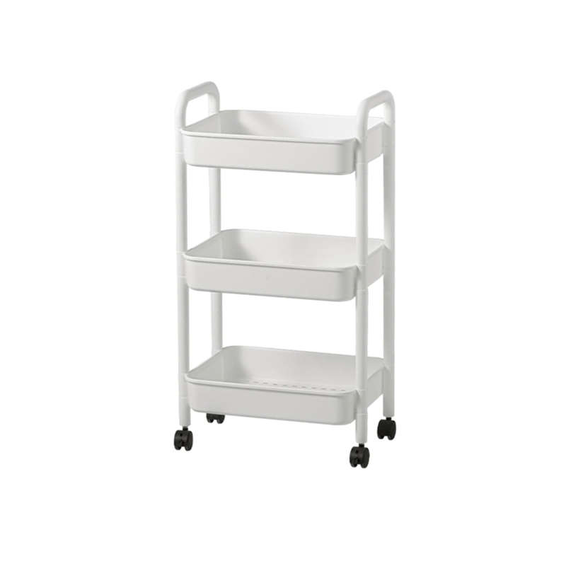 3-Tier Thick Pipe Rolling Trolley - Movable Storage Shelf Unit