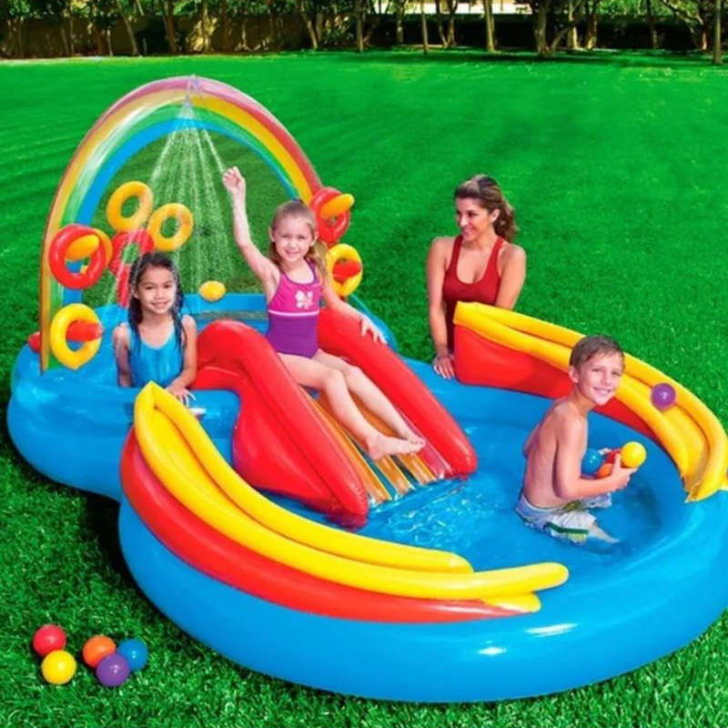 Summer Play Center - Rainbow Ring Inflatable Pool for Kids