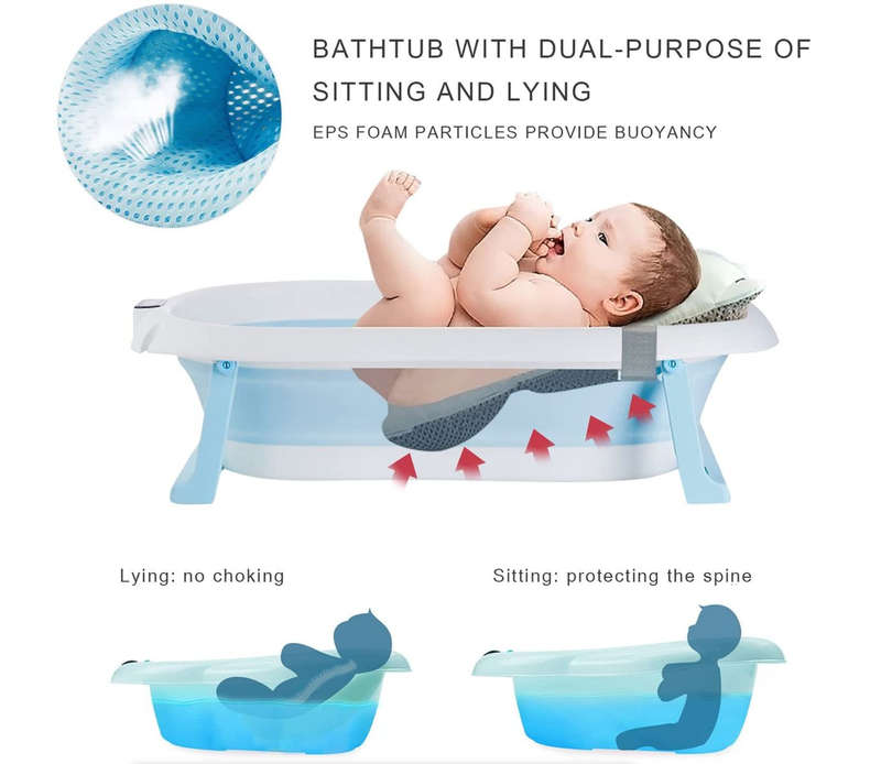 Portable Foldable Baby Bathtub with Pillow Pad