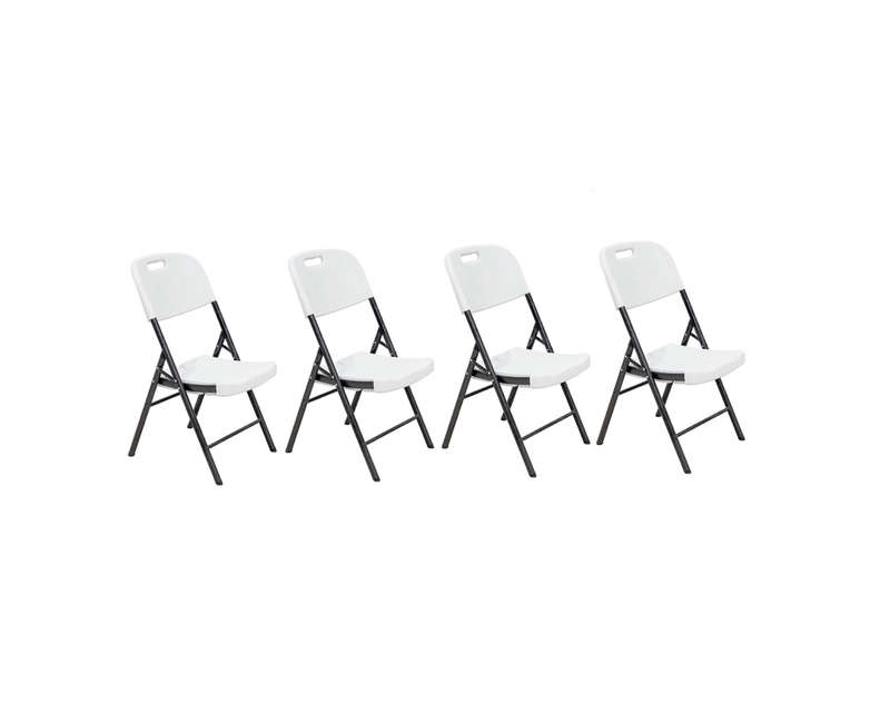 Plastic White Rectangular Foldable Table with 4 Foldable Chairs