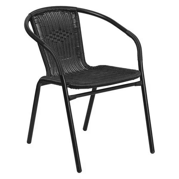 3-Piece Black Wicker Steel Frame Bistro Set