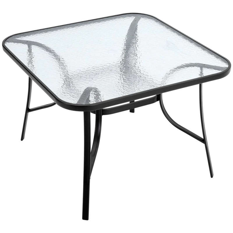 5-Piece Black and Clear Square Outdoor Furniture Patio Dining Set