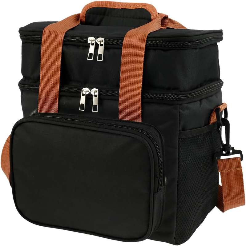 Double Compartment Lunch Cooler Bag with Strap