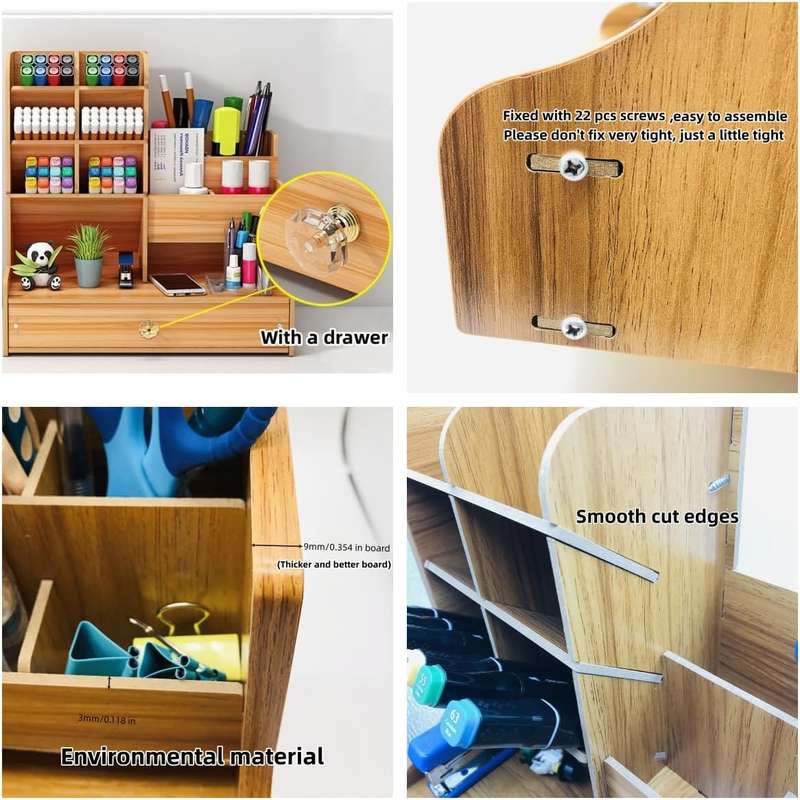 Wooden Desk Supplies Holder