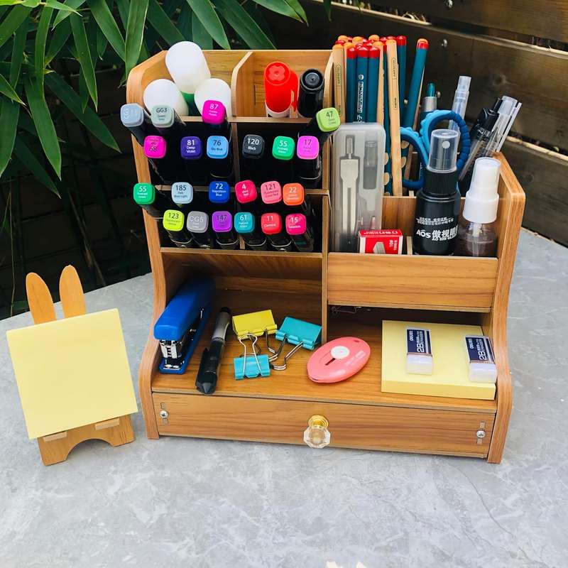 Wooden Desk Supplies Holder