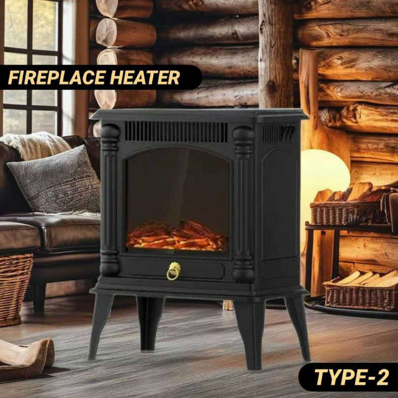 Fireplace Heater with Remote  Simulated Flame Type-2