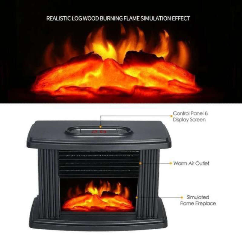 Fireplace Heater with Remote  Simulated Flame Type-1