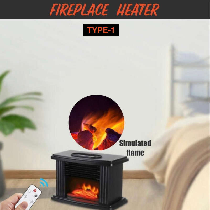 Fireplace Heater with Remote  Simulated Flame Type-1