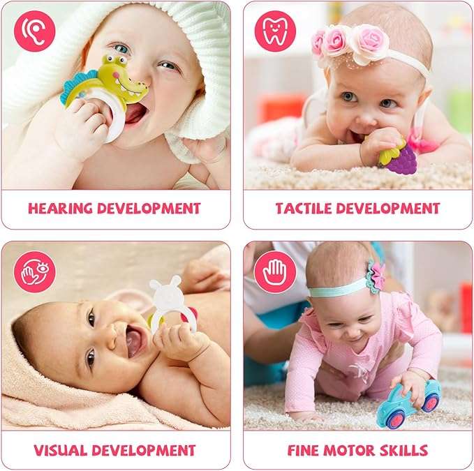 12-Piece Baby Rattles & Teethers Set  Sensory Toys for 012 Months