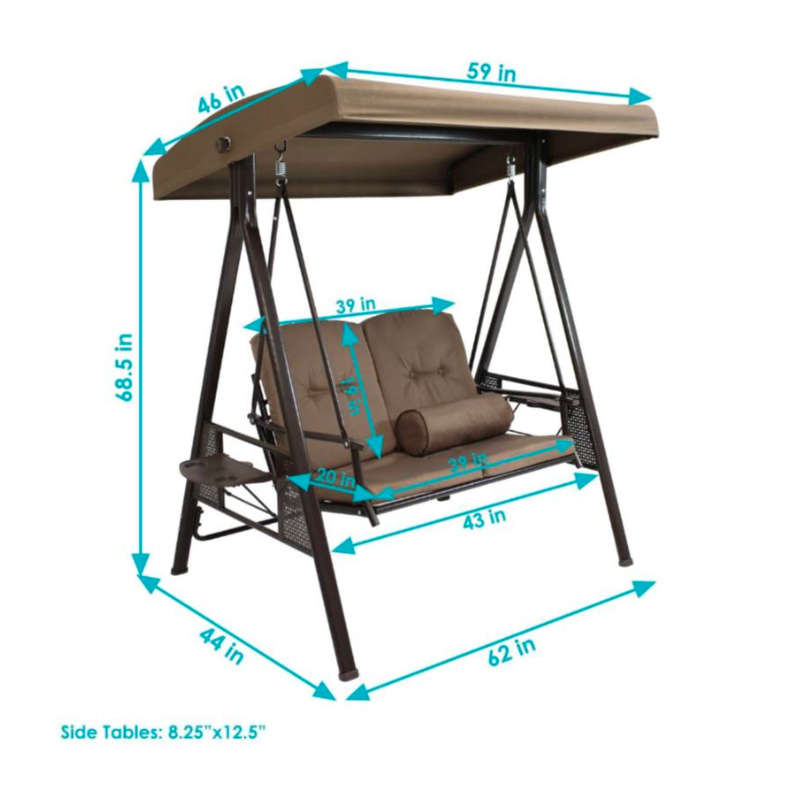 2 Seater Swing Bench Lounger with Tilt Canopy