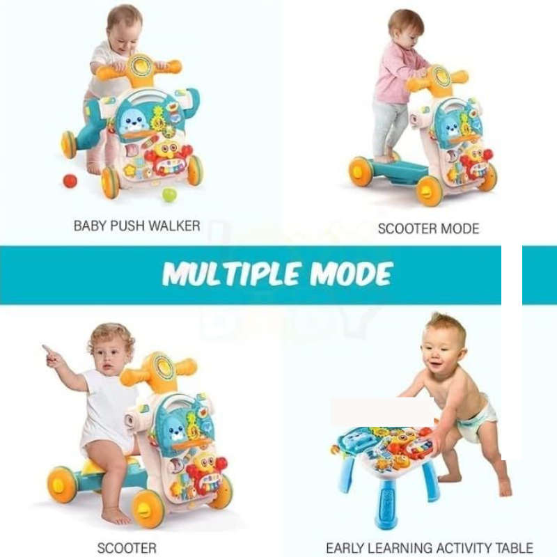 4-in-1 Multi-Functional Baby Walker with Interactive Study Table