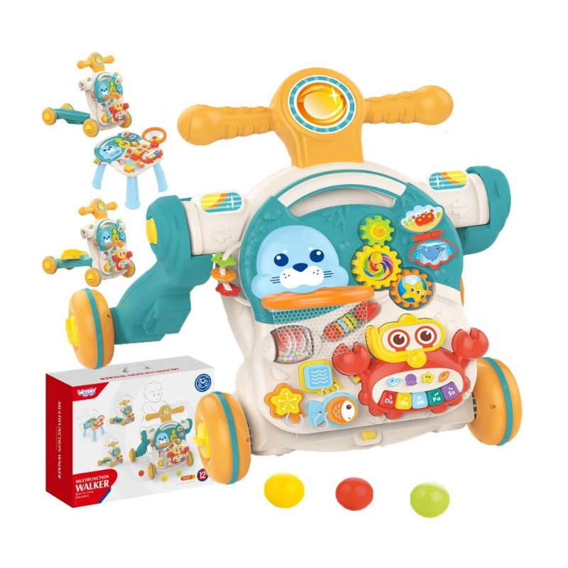 4-in-1 Multi-Functional Baby Walker with Interactive Study Table