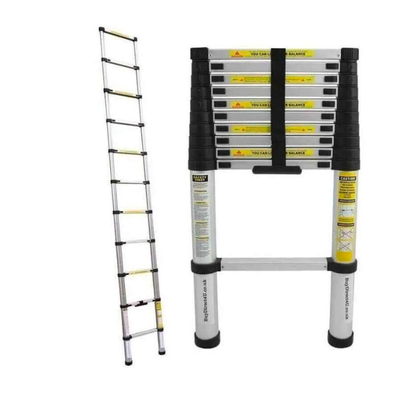 Outdoor Aluminum Compact Ladder  Heavy Duty Folding Telescopic Ladder, 2.7M