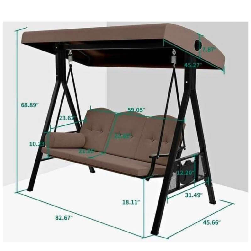 3 Seater Swing Bench Lounger with Tilt Canopy