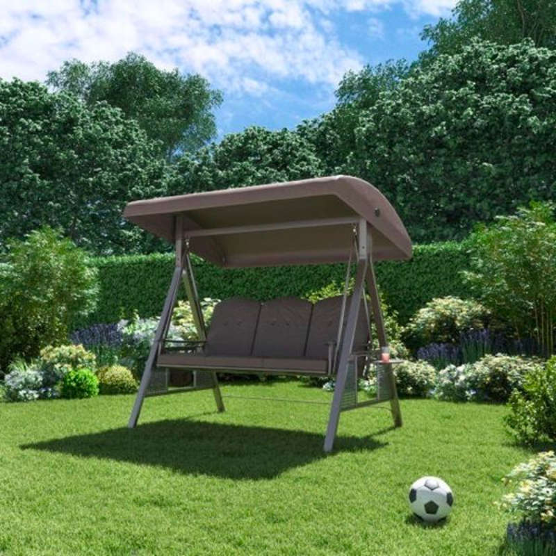 3 Seater Swing Bench Lounger with Tilt Canopy