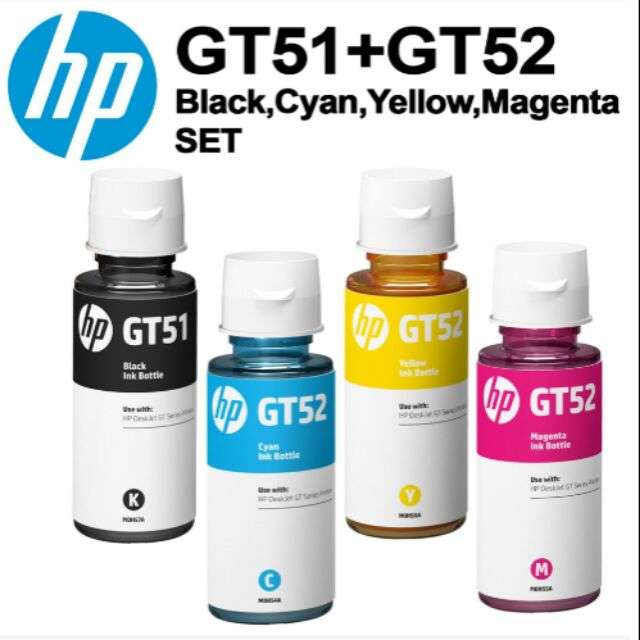 HP Bottles Ink Black GT51XL & Cyan, Magenta & Yellow GT52