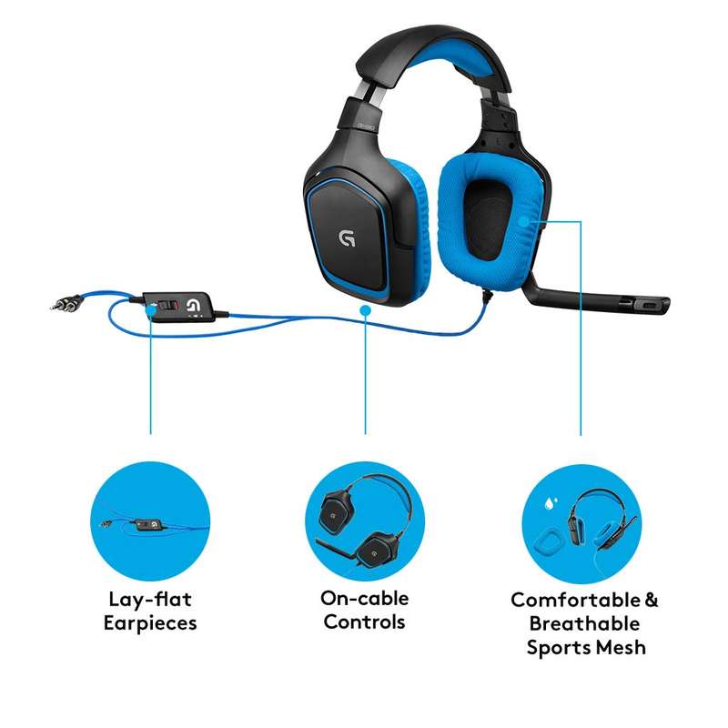 Logitech G432 7.1 Surround Wired Gaming Headset - Black