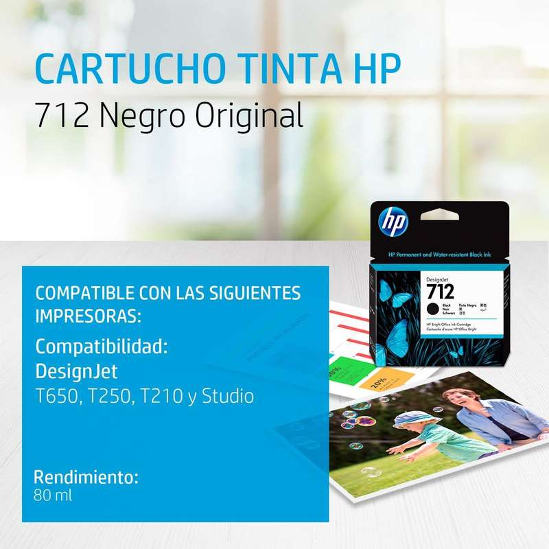 HP 712 80-ml DesignJet Original Ink Cartridge - Black 3ED71A