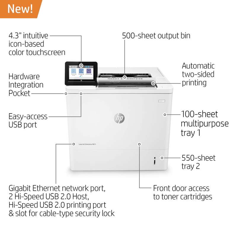 HP LaserJet Enterprise M611dn Mono Laser Printer 7PS84A