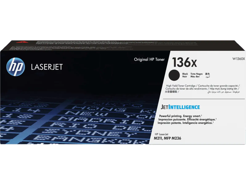 HP 136X Black Original High Yield Toner Cartridge - W1360X