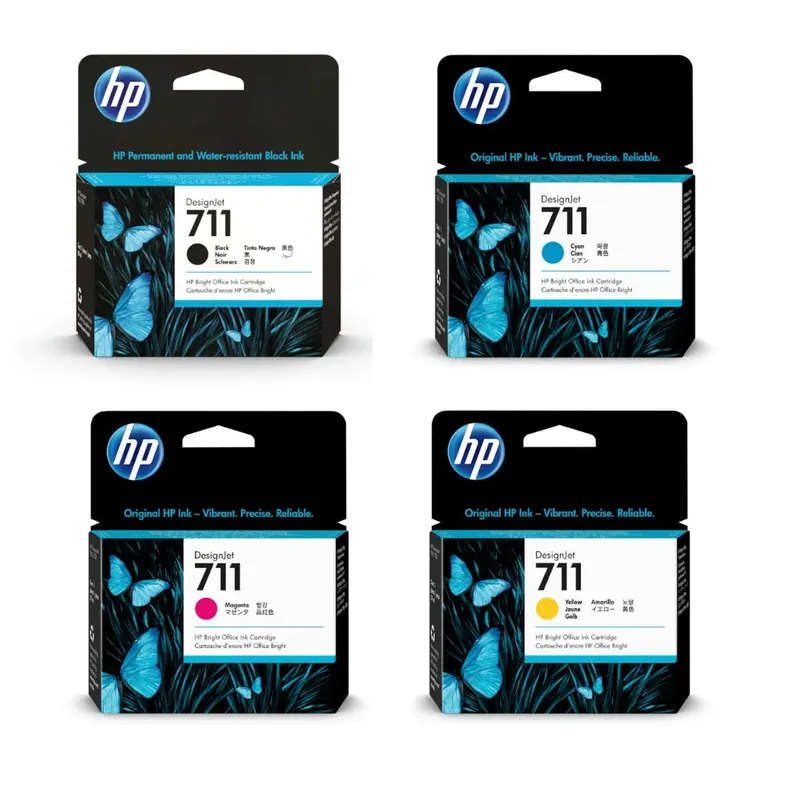 HP 711 Black Cyan Magenta Yellow DesignJet Original Ink Cartridge Multipack - 711